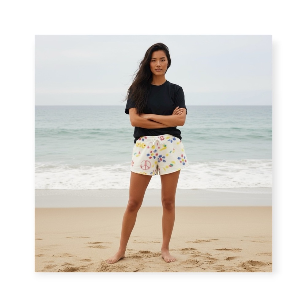 VHTF: new Lucky Brand ☮︎︎ Watercolor Peace Love Hippie Sweatpants Shorts ☮︎︎ S